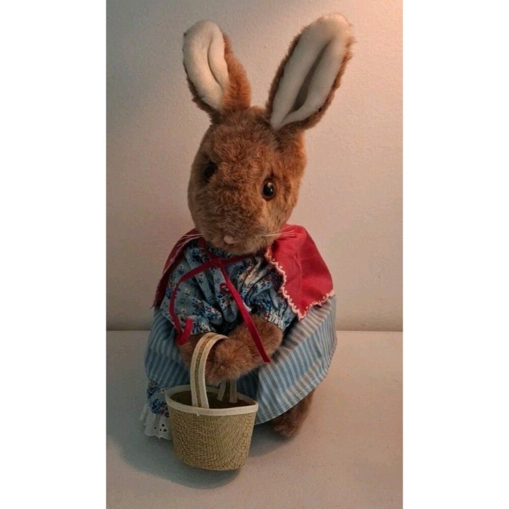 Vintage Mrs. Rabbit Plush 15" Beatrix Potter Toy by Eden Stuffed Bunny Made USA